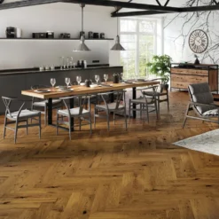 Liberty Floors Bourbon Oak - Manor Herringbone Parquet 14mm Engineered Real Wood Flooring (284293)