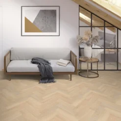 Liberty Floors Buttermilk Oak - Lifestyle SPC Herringbone 5.5mm Rigid Core Vinyl Flooring (305104)