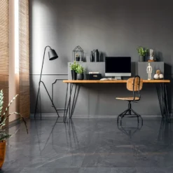 Liberty Floors Grey Marble - Lustre Plaza 8mm High Gloss Laminate Flooring (222936)