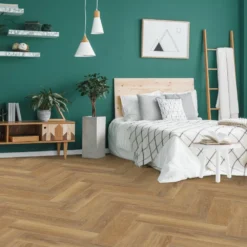 Liberty Floors Natural Oak - Lifestyle SPC Herringbone 5.5mm Rigid Core Vinyl Flooring (275819)